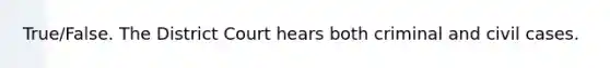 True/False. The District Court hears both criminal and civil cases.