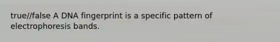 true/false A DNA fingerprint is a specific pattern of electrophoresis bands.