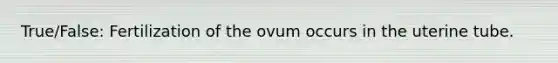 True/False: Fertilization of the ovum occurs in the uterine tube.