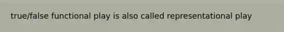 true/false functional play is also called representational play