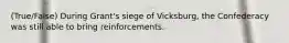 (True/False) During Grant's siege of Vicksburg, the Confederacy was still able to bring reinforcements.