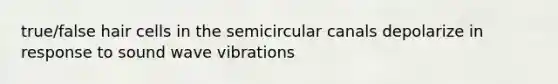 true/false hair cells in the semicircular canals depolarize in response to sound wave vibrations