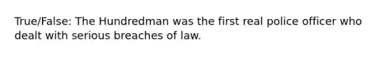 True/False: The Hundredman was the first real police officer who dealt with serious breaches of law.