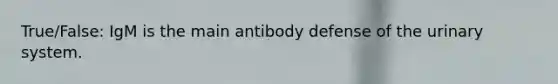 True/False: IgM is the main antibody defense of the urinary system.