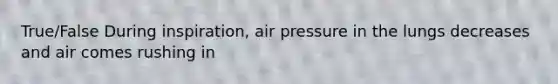 True/False During inspiration, air pressure in the lungs decreases and air comes rushing in