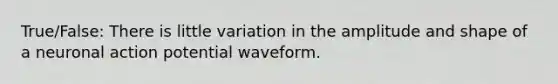 True/False: There is little variation in the amplitude and shape of a neuronal action potential waveform.