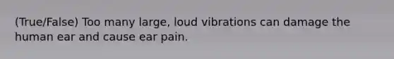 (True/False) Too many large, loud vibrations can damage the human ear and cause ear pain.