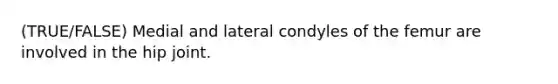 (TRUE/FALSE) Medial and lateral condyles of the femur are involved in the hip joint.