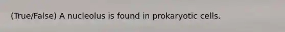 (True/False) A nucleolus is found in <a href='https://www.questionai.com/knowledge/k1BuXhIsgo-prokaryotic-cells' class='anchor-knowledge'>prokaryotic cells</a>.