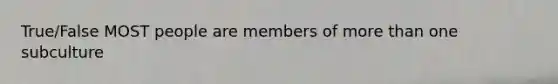 True/False MOST people are members of more than one subculture