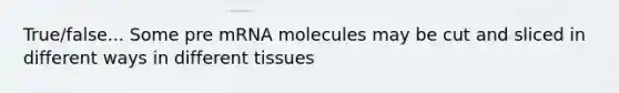 True/false... Some pre mRNA molecules may be cut and sliced in different ways in different tissues