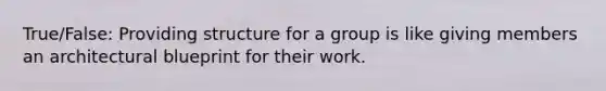 True/False: Providing structure for a group is like giving members an architectural blueprint for their work.