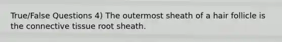 True/False Questions 4) The outermost sheath of a hair follicle is the connective tissue root sheath.