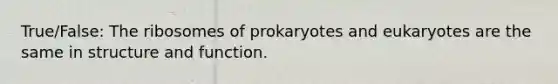 True/False: The ribosomes of prokaryotes and eukaryotes are the same in structure and function.