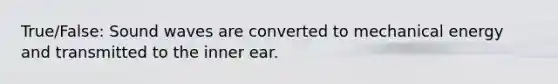 True/False: Sound waves are converted to mechanical energy and transmitted to the inner ear.