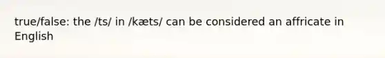 true/false: the /ts/ in /kæts/ can be considered an affricate in English