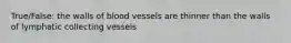 True/False: the walls of blood vessels are thinner than the walls of lymphatic collecting vessels