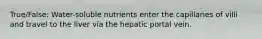 True/False: Water-soluble nutrients enter the capillaries of villi and travel to the liver via the hepatic portal vein.