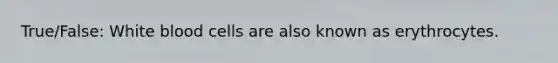 True/False: White blood cells are also known as erythrocytes.