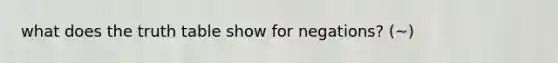 what does the <a href='https://www.questionai.com/knowledge/klcJ74FDGY-truth-table' class='anchor-knowledge'>truth table</a> show for negations? (~)