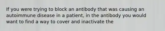 If you were trying to block an antibody that was causing an autoimmune disease in a patient, in the antibody you would want to find a way to cover and inactivate the