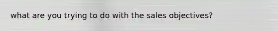 what are you trying to do with the sales objectives?