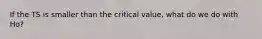 If the TS is smaller than the critical value, what do we do with Ho?