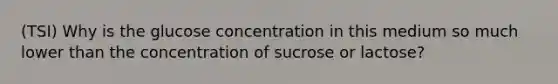 (TSI) Why is the glucose concentration in this medium so much lower than the concentration of sucrose or lactose?