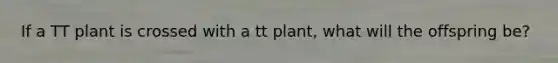 If a TT plant is crossed with a tt plant, what will the offspring be?