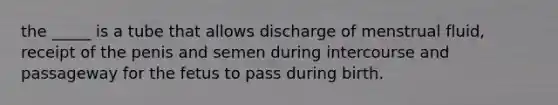 the _____ is a tube that allows discharge of menstrual fluid, receipt of the penis and semen during intercourse and passageway for the fetus to pass during birth.