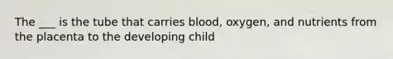 The ___ is the tube that carries blood, oxygen, and nutrients from the placenta to the developing child