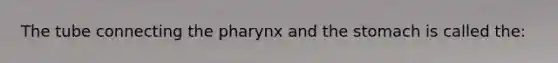 The tube connecting <a href='https://www.questionai.com/knowledge/ktW97n6hGJ-the-pharynx' class='anchor-knowledge'>the pharynx</a> and the stomach is called the: