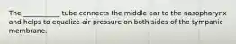The ___________ tube connects the middle ear to the nasopharynx and helps to equalize air pressure on both sides of the tympanic membrane.