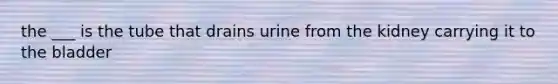 the ___ is the tube that drains urine from the kidney carrying it to the bladder