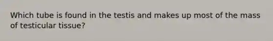 Which tube is found in the testis and makes up most of the mass of testicular tissue?