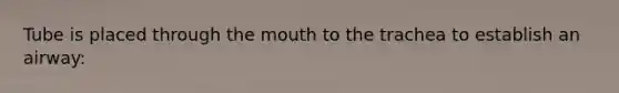 Tube is placed through the mouth to the trachea to establish an airway: