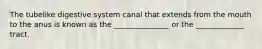 The tubelike digestive system canal that extends from the mouth to the anus is known as the _______________ or the _____________ tract.