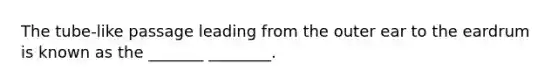 The tube-like passage leading from the outer ear to the eardrum is known as the _______ ________.