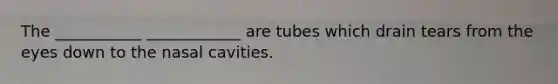 The ___________ ____________ are tubes which drain tears from the eyes down to the nasal cavities.