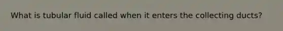 What is tubular fluid called when it enters the collecting ducts?