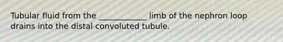 Tubular fluid from the ____________ limb of the nephron loop drains into the distal convoluted tubule.