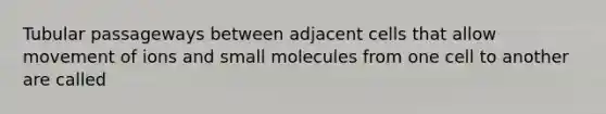 Tubular passageways between adjacent cells that allow movement of ions and small molecules from one cell to another are called