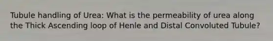 Tubule handling of Urea: What is the permeability of urea along the Thick Ascending loop of Henle and Distal Convoluted Tubule?