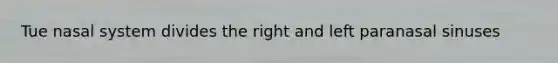 Tue nasal system divides the right and left paranasal sinuses