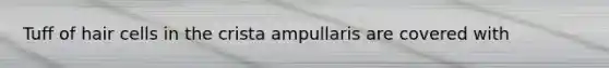 Tuff of hair cells in the crista ampullaris are covered with