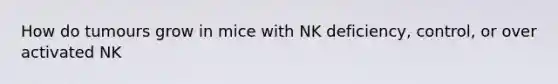 How do tumours grow in mice with NK deficiency, control, or over activated NK