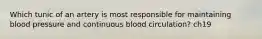 Which tunic of an artery is most responsible for maintaining blood pressure and continuous blood circulation? ch19