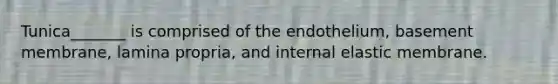 Tunica_______ is comprised of the endothelium, basement membrane, lamina propria, and internal elastic membrane.