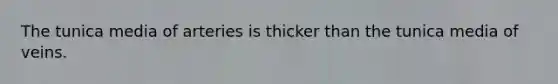 The tunica media of arteries is thicker than the tunica media of veins.