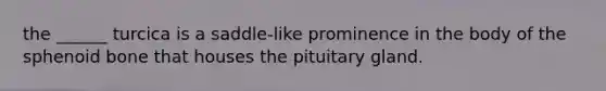 the ______ turcica is a saddle-like prominence in the body of the sphenoid bone that houses the pituitary gland.